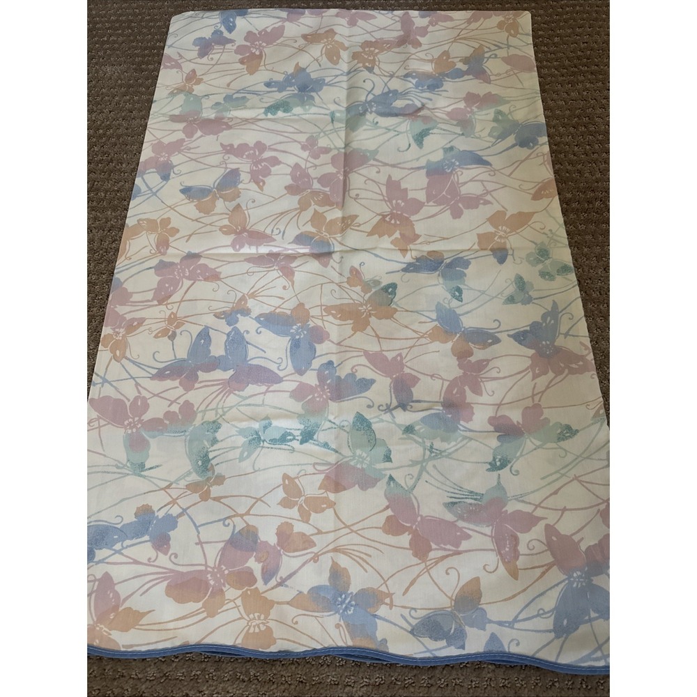 Vintage Utica Pillowcase Standard Butterfly Floral Scallop Edge USA Set 0f 3
